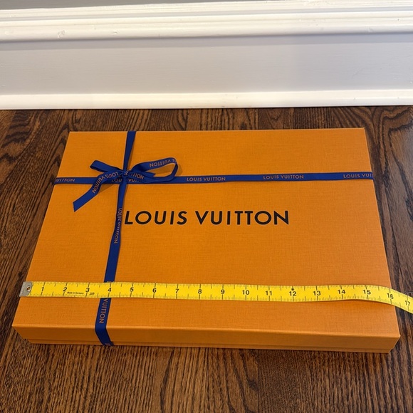 Louis Vuitton Gold Orange Blue Empty Shirt Gift Box Ribbon with Tissue Paper - Picture 11 of 13